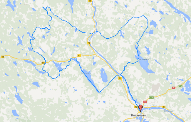 Mapa del recorrido de la Rovaniemi150