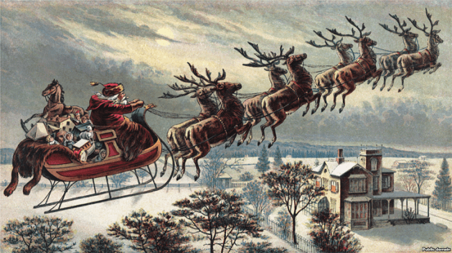 Papá Noel y su trineo de renos.