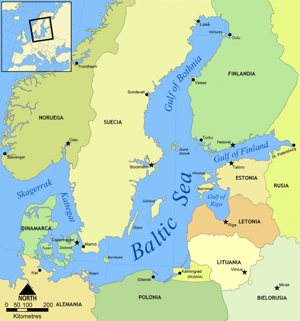 Mapa del mar Báltico