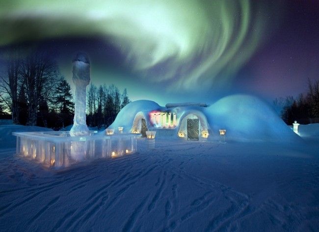 Restaurante de hielo y Aurora Boreal 