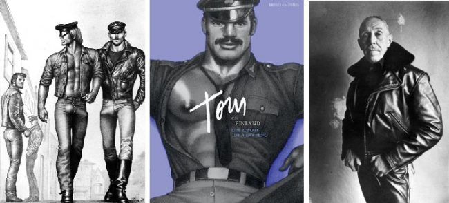Dibujo y portada de Vida y Trabajo de un héroe gay y Tom de Finlandia en 1984