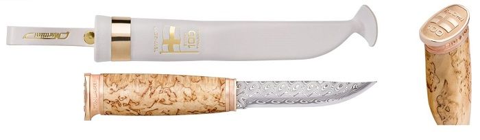 Cuchillo Marttiini modelo 100 Aniversario con piezas de oro