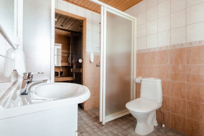 Baño y sauna del apartamento clase de Lujo en el hotel Ounasvaara Chalets 