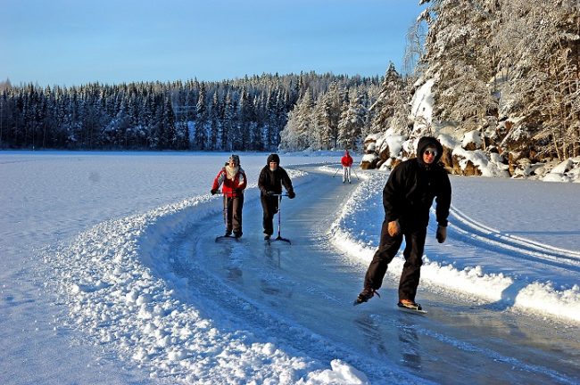 Detalle de uno de los circuitos para patinar en el hielo de Kuopio 