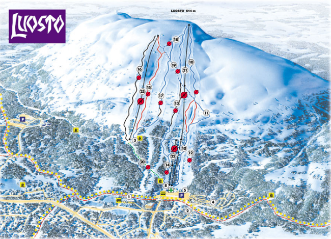 Mapa-de-la-pequeña-estación-de-esquí-de-Luosto_fotoLuosto