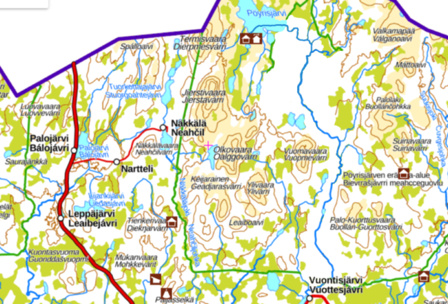 El-descenso-del-río-Pöyrisjoki-empieza-en-el-lago-Pöyrisjärvi_fotoRetkikartta